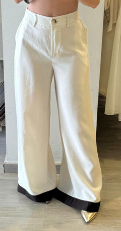 Pantalone Palazzo In Cotone Con Banda