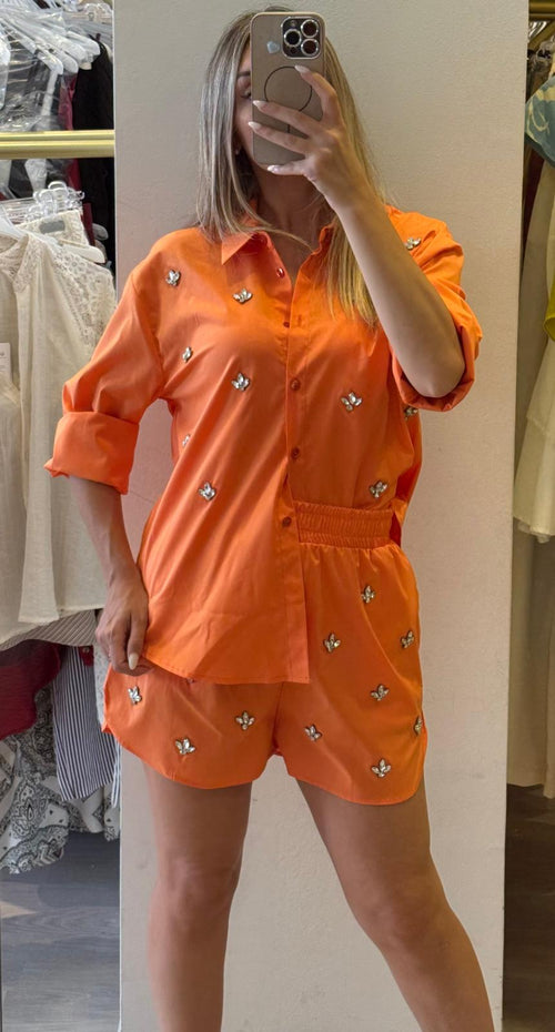 Camicia in Cotone con Applicazione Gioiello