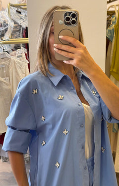 Camicia in Cotone con Applicazione Gioiello