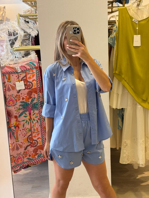 Camicia in Cotone con Applicazione Gioiello