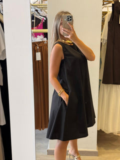 Abito In Popeline Con Tasche
