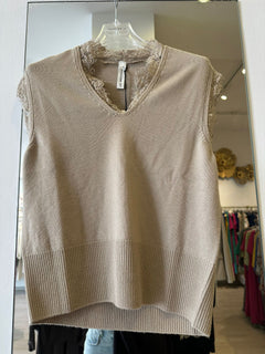 Gilet Scollo V Con Pizzo Tensione In