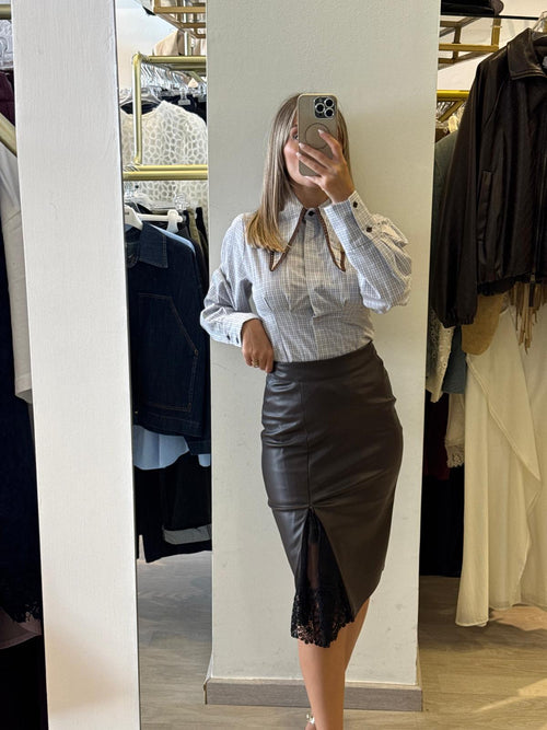 Gonna Longhuette Ecopelle Con Pizzo Haveone
