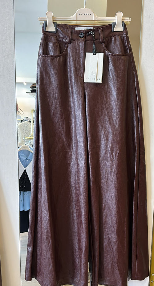 Pantalone Modello Palazzo In Ecopelle HaveOne