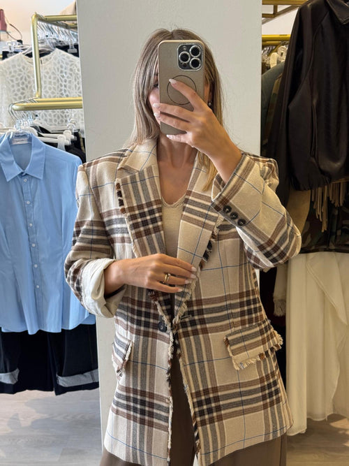 Giacca Check Con Frangia HaveOne
